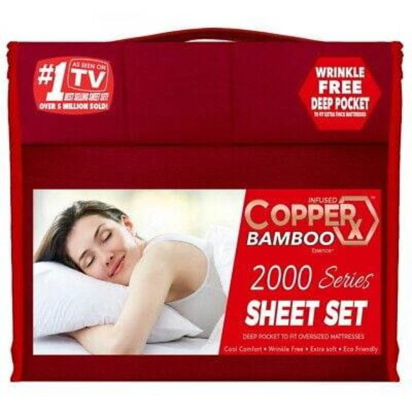 Copper X Bamboo 6 Piece Sheet Set Queen/King - Picture 1 of 6